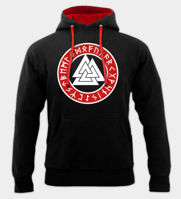 Felpa con cappuccio Valknut Runico