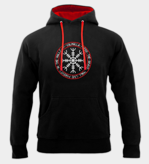 Felpa con Cappuccio Ricamata Sale di Valhalla