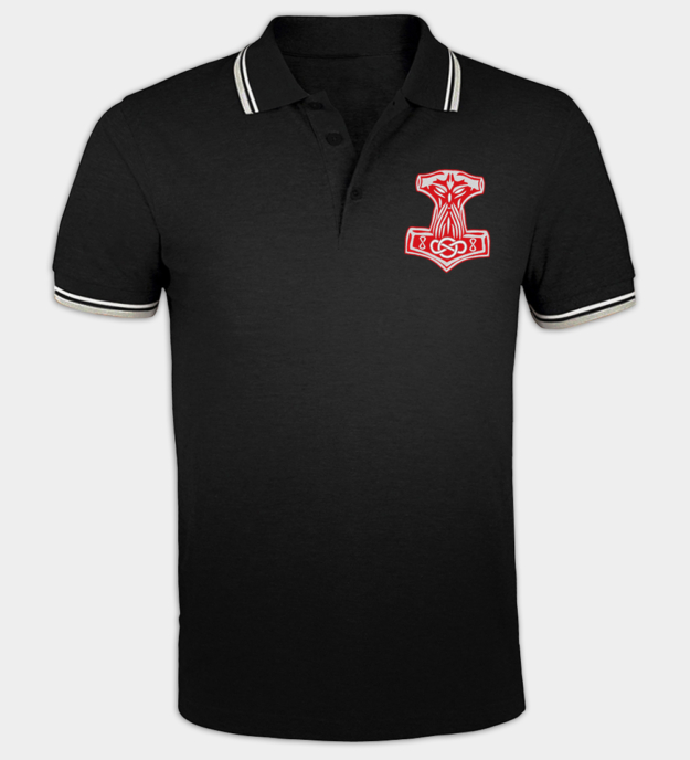 Maglietta Polo ricamata Mjolnir