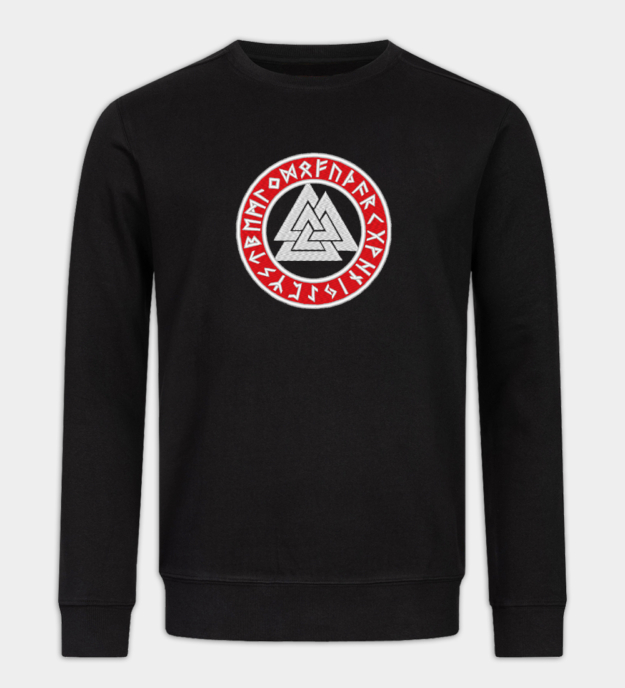Felpa ricamata Valknut Cerchio Runico