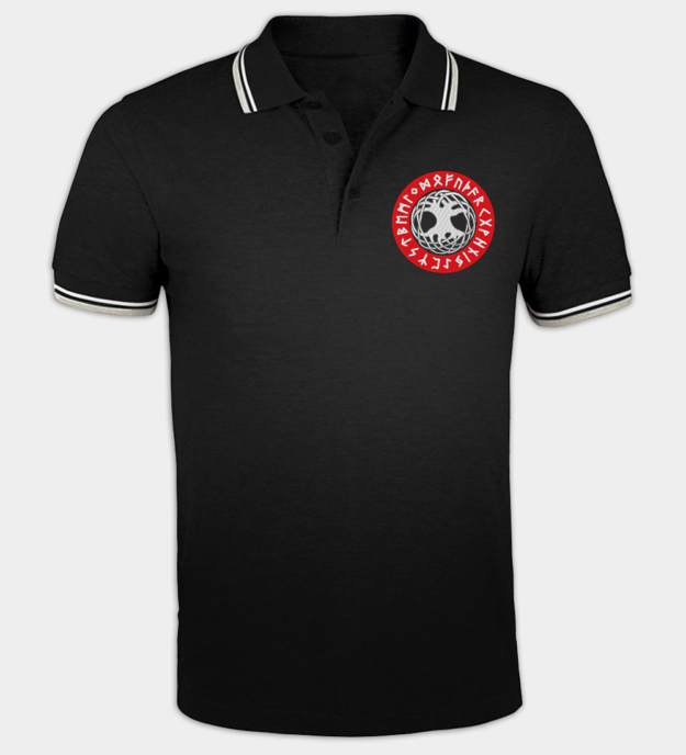 Maglietta polo ricamata Yggdrasil Runico