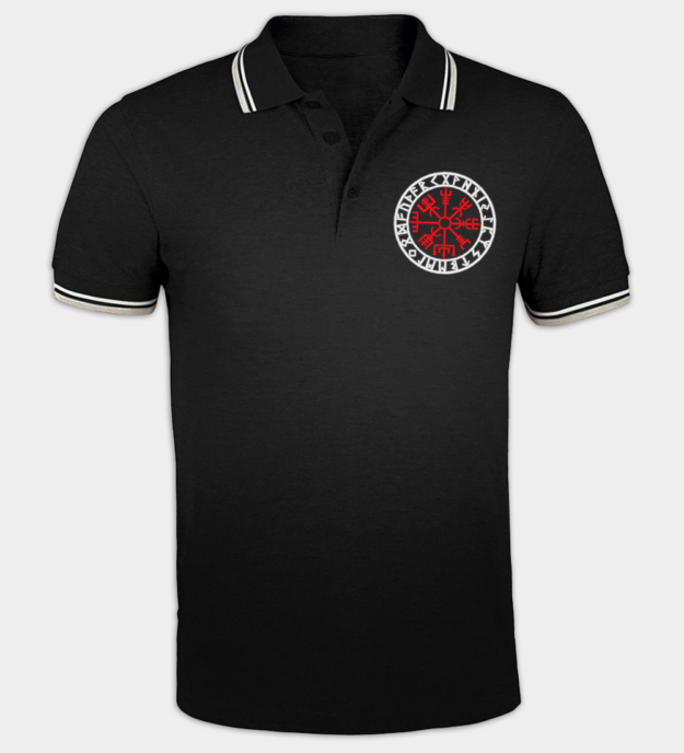 Maglietta polo ricamata Vegvisir Cerchio Runico