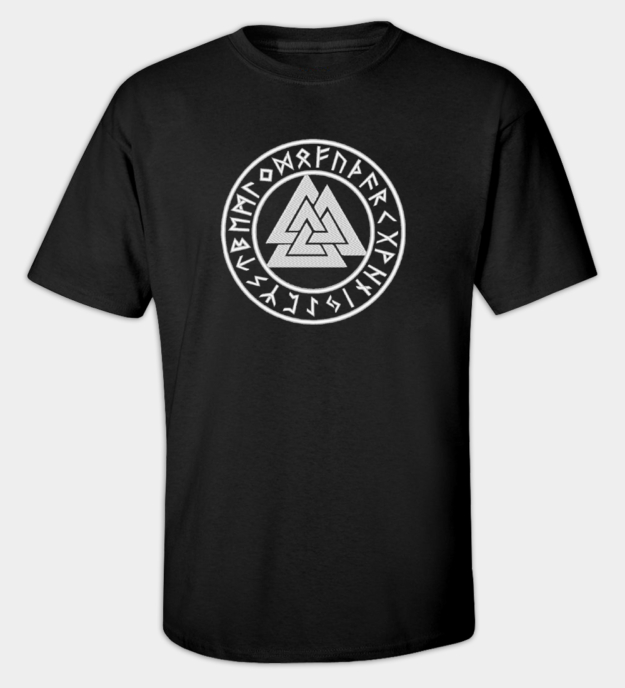 Maglietta ricamata Valknut Runico
