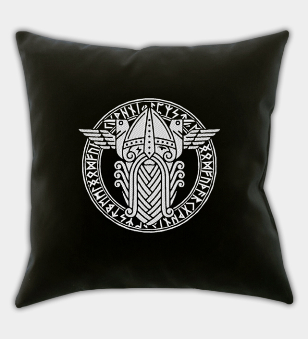 Fodera per cuscino ricamata Odin / Wotan