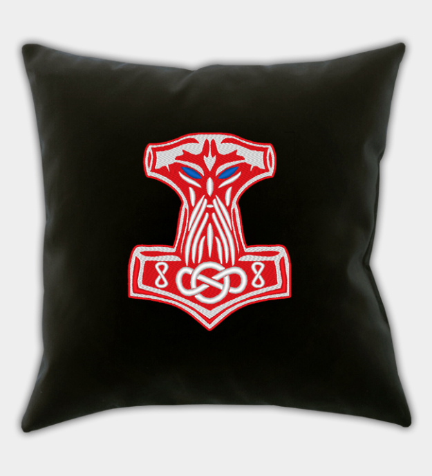 Fodera per cuscino ricamata Mjolnir