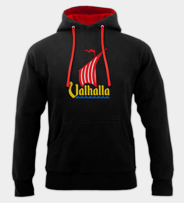 Felpa con cappuccio ricamata Nave Drago Valhalla