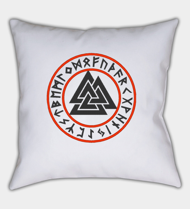 Fodera per cuscino ricamata Cerchio runico Valknut