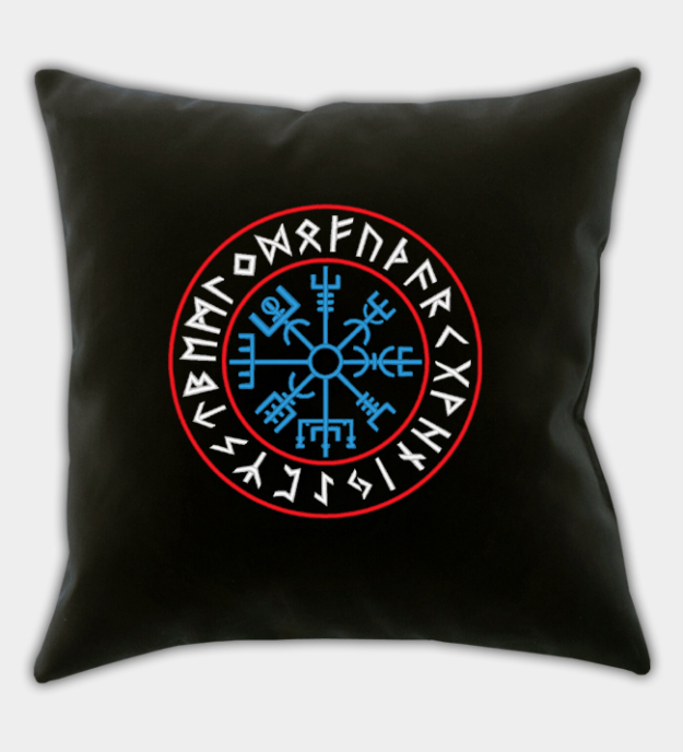 Fodera per cuscino ricamata Vegvisir